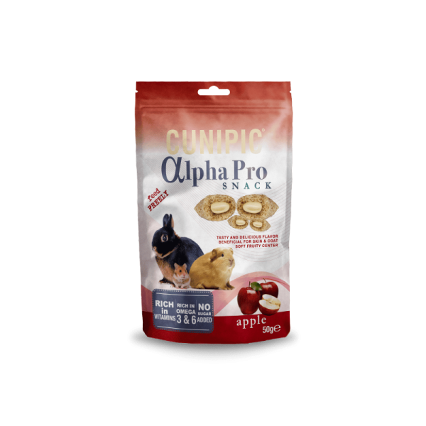 Cunipic Alpha Pro Apple Snack - Λιχουδιά τρωκτικών και κουνελιών με γεύση μήλου - 50gr