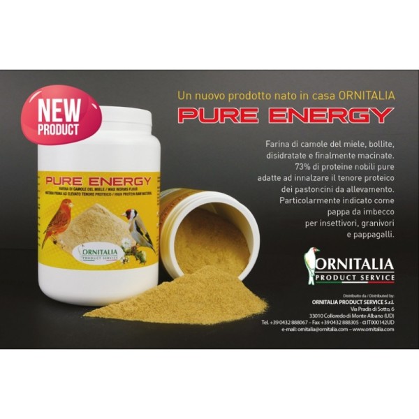 Ornitalia - Pure Energy - Αλεύρι εντόμων (κηρόσκορος μελιού) - Συμπλήρωμα πρωτεΐνης - 400gr