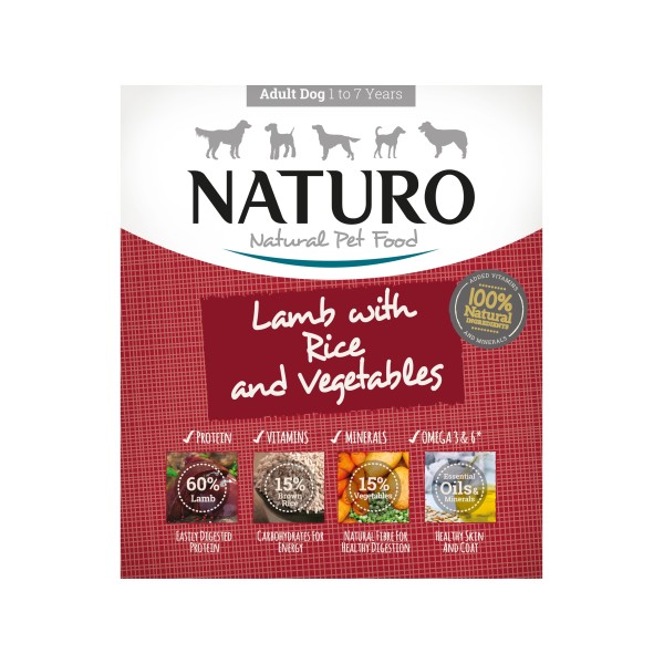 NATURO Dog Αρνί, Ρύζι & Λαχανικά-400gr