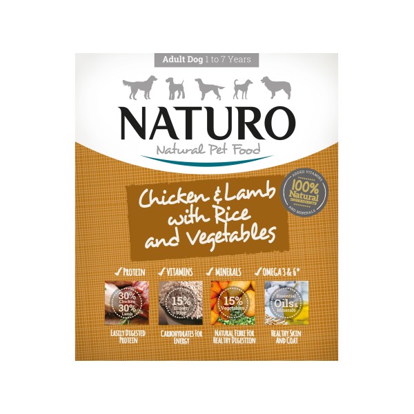 NATURO Dog Κοτόπουλο, Αρνί, Ρύζι & Λαχανικά-400gr