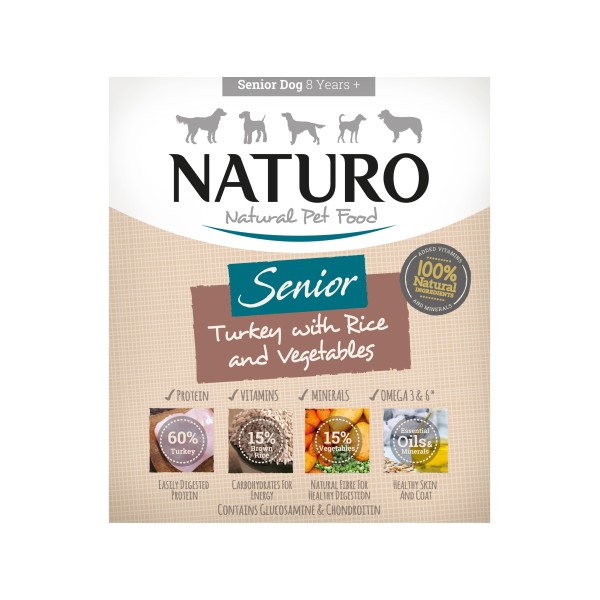 NATURO Dog Senior Γαλοπούλα, Ρύζι & Λαχανικά-400gr